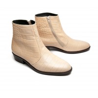 zipped boot in embossed calf