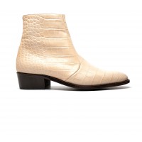 zipped boot in embossed calf