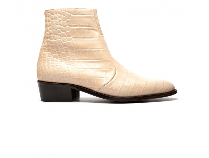 zipped boot in embossed calf