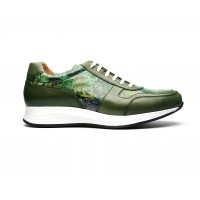 sneakers en cuir patiné et cuir imprimé