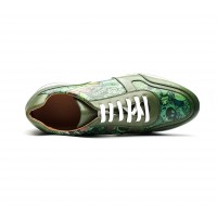 sneakers en cuir patiné et cuir imprimé