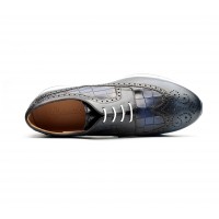 hand patinated calf leather and embossed leather sneakers